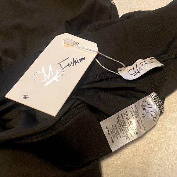 CM Fashion Black leggings with mesh inset on thigh - Picture 5 of 5